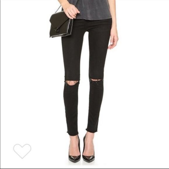 Frame Le Skinny de Jeanne Black Ripped Jeans Dean Rips Back Acid Stone Wash 26 - Picture 5 of 16